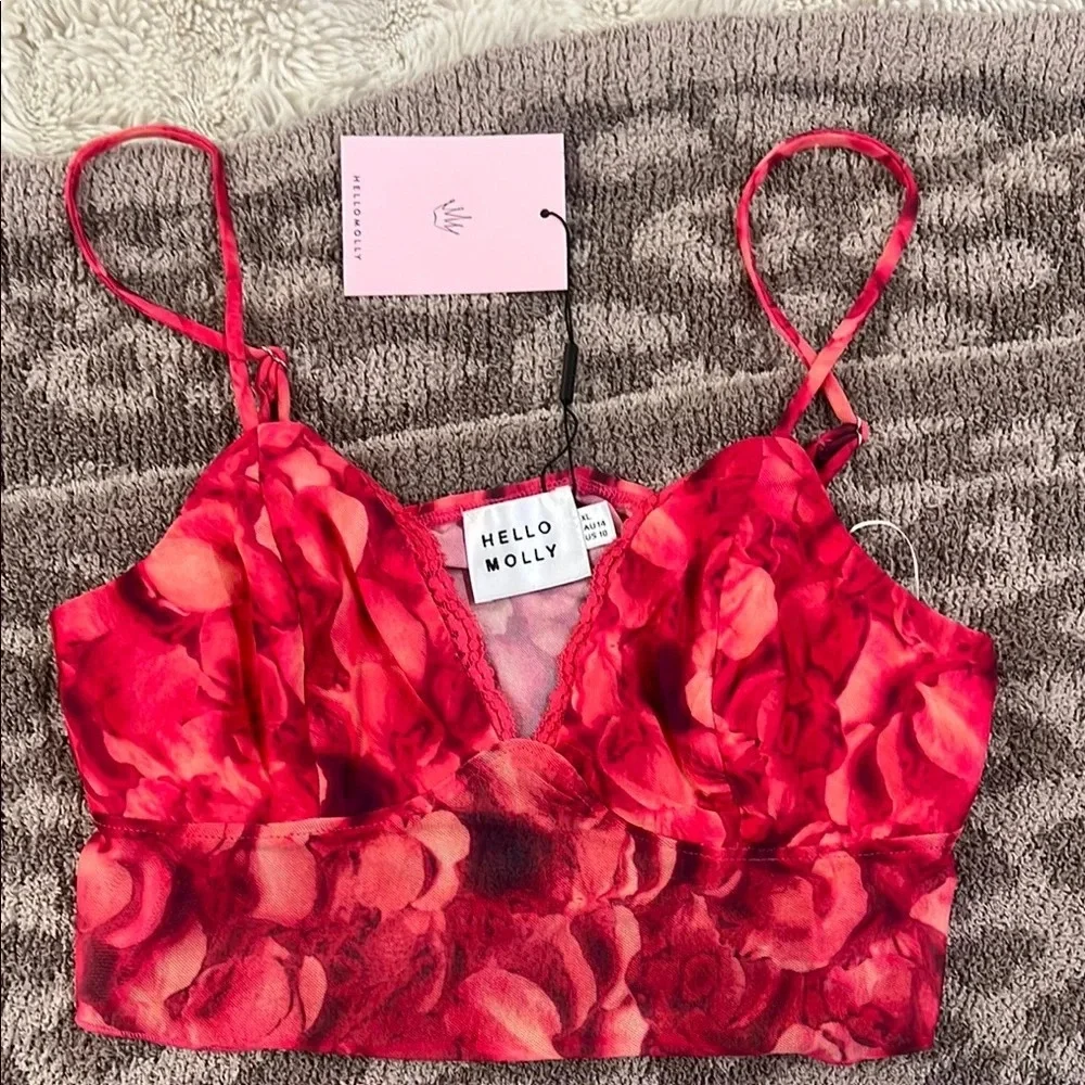 Hello Molly Shopaholic Girl Mesh Floral Crop Top